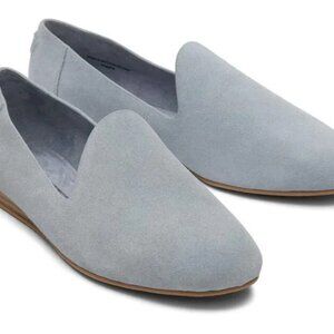Toms Darcy Suede Loafers Flats Blue Grey Slip On Shoes Women's Size 6 NWOB Soft